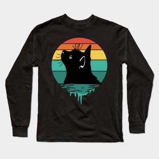 Curious Cat Vintage Sunset Long Sleeve T-Shirt